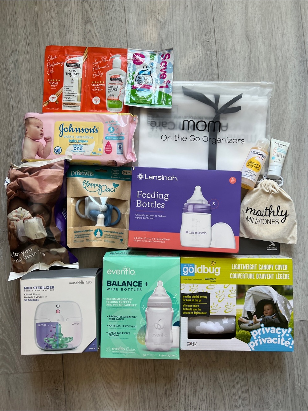 New Lot of Newborn/Infant Baby Items Bottles Carseat Cover Sterilizer Evenflo